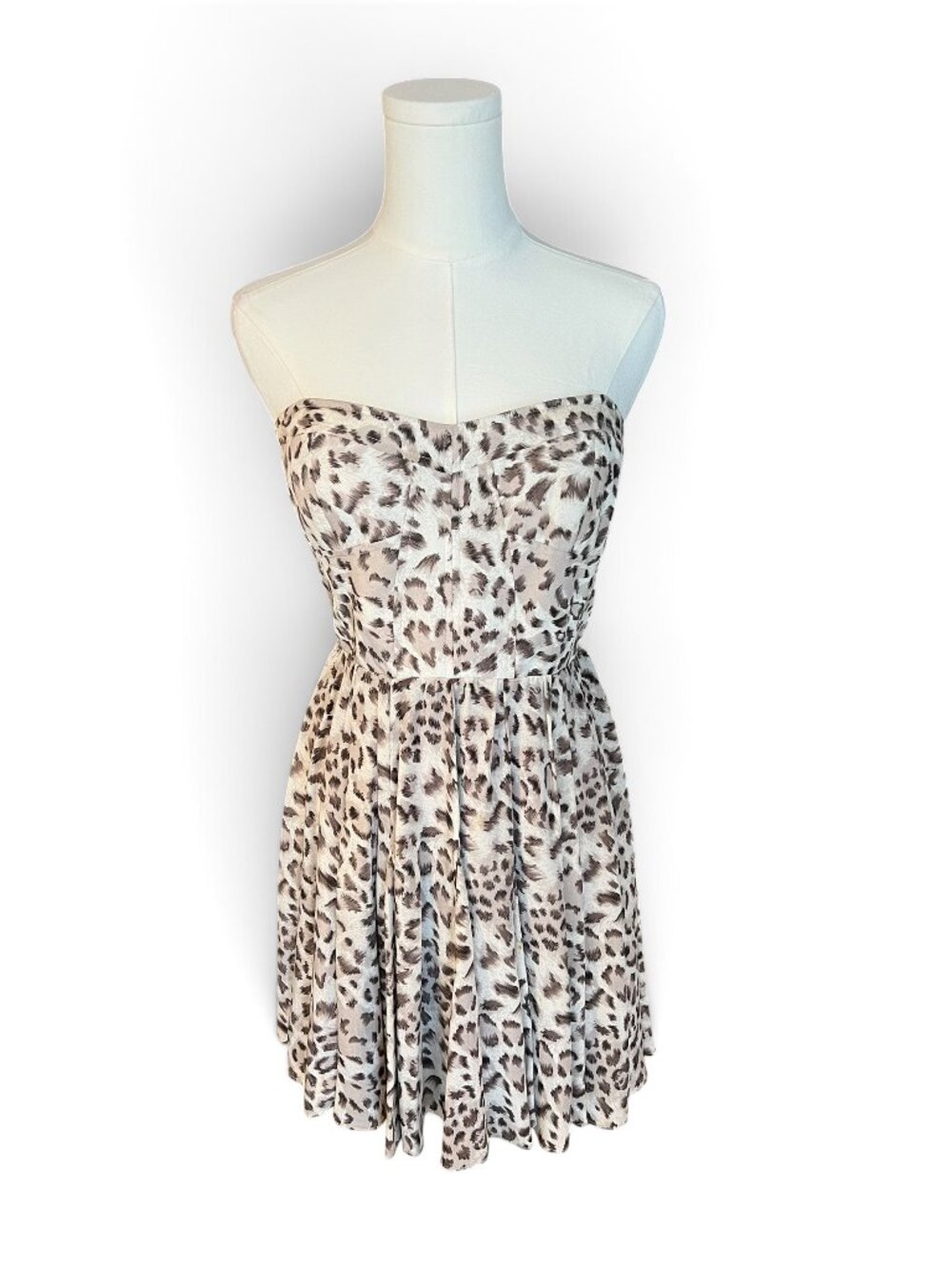 Greylin Strapless Leopard Print Fit & Flare Dress | Size XS